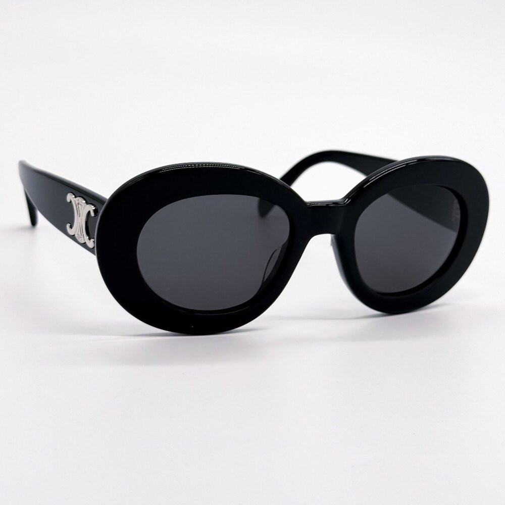 NEW CL40312U 01A CELINE BLACK ROUND WOMEN SUNGLASSES CELINE